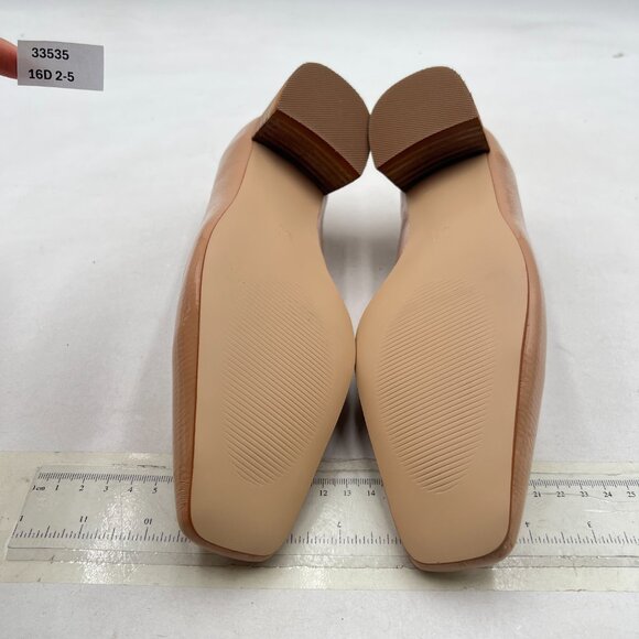 Maiyang Tan Closed Square Toe Pumps Chunky Low Heels Slip on Daily Office Shoes - Picture 6 of 7